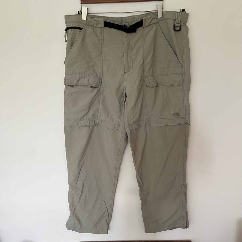 The North Face Mens Convertible Cargo Hiking Pants Sage Off Shorts XL 40x32